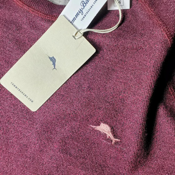 NWT Tommy Bahama Bayview Logo Knit Crewneck Sweater Dark Red Size Large - Picture 9 of 15